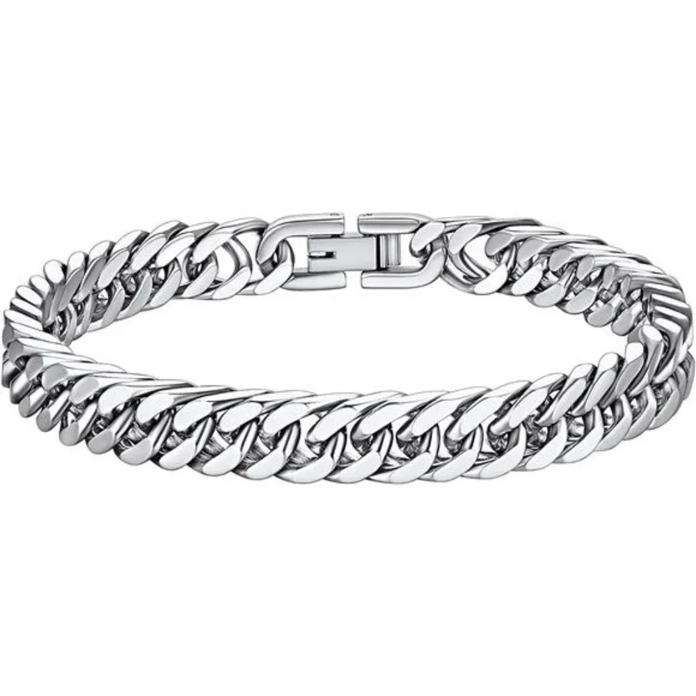 Stainless Steel Gold Plated Link Chain Bracelet for Men